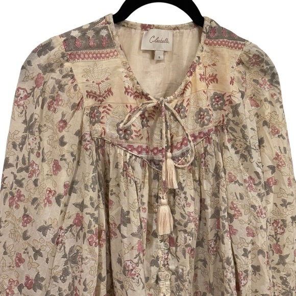 Cleobella Helena Babydoll Blouse in Ivory and Pink Floral Women’s Size S - Picture 4 of 12